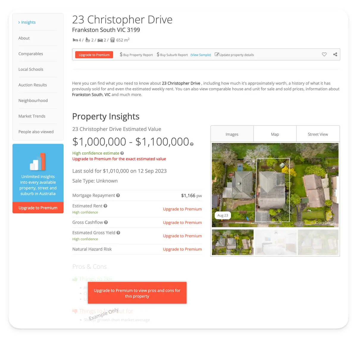 CoreLogic PropertyValue Screenshot